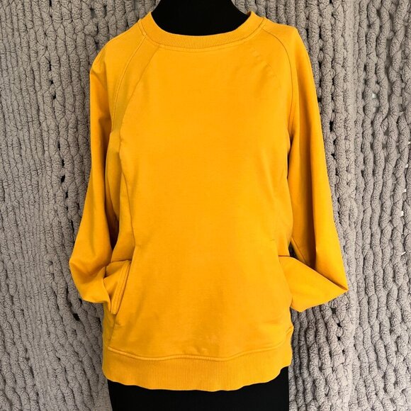 Lululemon Mustard Yellow Crewneck Sweatshirt with kangaroo pocket Size 10 - Picture 4 of 12
